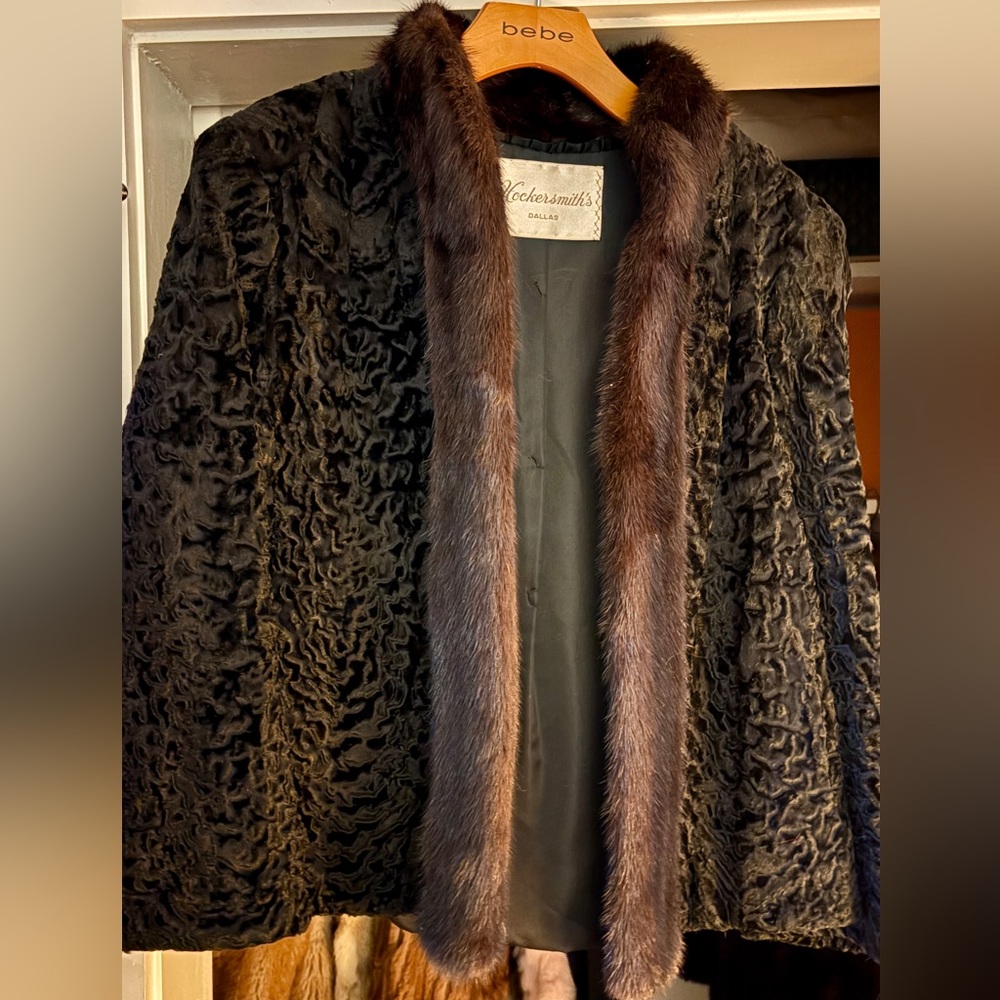 Black Persian lamb and Mink Real Fur Jacket